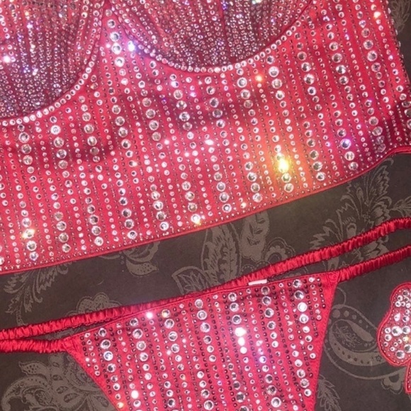 Victoria’s Secret Luxe Crystal Multi-Way Bustier / Thong -XL-NWT - Bow Detached - Picture 7 of 8